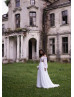 Long Sleeves White Chiffon Airy Wedding Dress